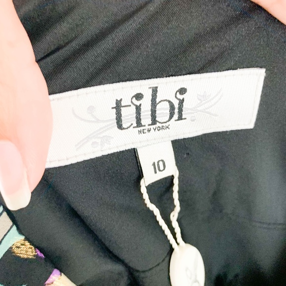 Tibi Empire Waist Silk Dress Sz 10 Metallic Floral - Picture 6 of 7